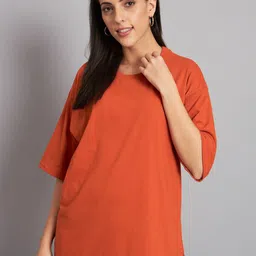 Imsa Moda Typography Printed Drop-Shoulder Sleeve Cotton T-shirt image 2