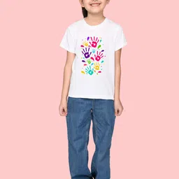 NUSYL Girls Graphic Printed Round Neck T-shirt image 2