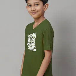 Friskers Boys Typography Printed V-Neck Pure Cotton Bio-Wash T-shirt image 2