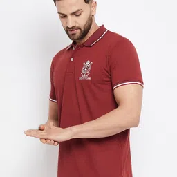 THE MILLION CLUB Men Maroon Polo Collar Regular-Fit T-shirt image 4