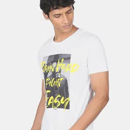 Flying Machine Men White Printed T-shirt image 4