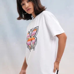 street by tokyo talkies Tokyo Talkies Women Graphic Printed Drop-Shoulder Sleeves Cotton Relaxed Fit T-shirt image 4