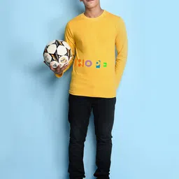 NUSYL Boys Yellow Typography Printed T-shirt image 4