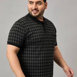 AUSTIVO Checked Printed Polo Collar Cotton Plus Size T-shirt image 4