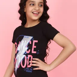 V-Mart Girls Typography Printed Cotton T-shirt image 2