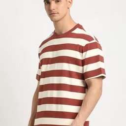 THE BEAR HOUSE Striped Round Neck Drop-Shoulder Sleeves Relaxed Fit T-shirt image 4
