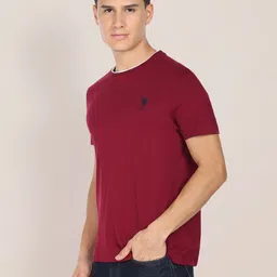 U.S. Polo Assn. Men Maroon Stretchy Tipped Cotton T-Shirt image 4