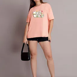 MISCHIEF MONKEY Typography Printed Drop-Shoulder Sleeves Oversized Cotton T-shirt image 5