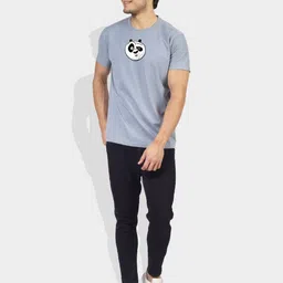 Greylongg Men Kung Fu Panda Graphic Printed Round Neck Cotton T-shirt image 2