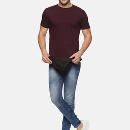 Trends Tower Men Maroon Solid Regular Fit T-shirt image 3