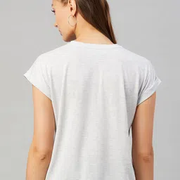 CHIMPAAANZEE Women Light Grey Typography Printed Oversized  T-shirt image 5