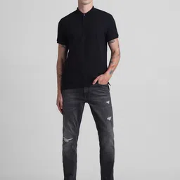 Jack & Jones Men Solid Polo Collar Cotton T-shirt image 2