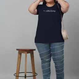 Trend Level Typography Printed Short Sleeves Round Neck Cotton T-shirt image 4