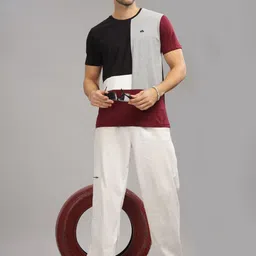 ADRO Colourblocked Regular Fit Cotton T-shirt image 4