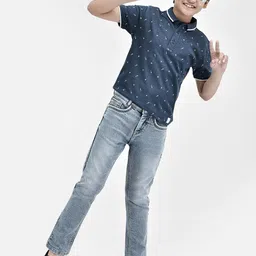 Crimsoune Club Boys Self Design Printed Cotton Slim Fit T-shirt image 4