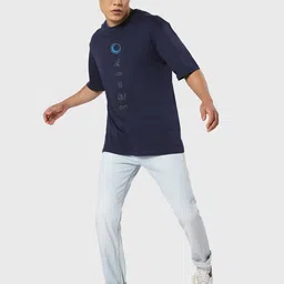 Bewakoof Men Printed Drop-Shoulder Sleeves Cotton Oversized T-shirt image 2