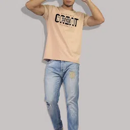 Greylongg Men Typography Printed Applique T-shirt image 4