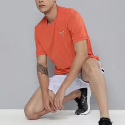 Puma Men Orange Melange Effect RUN FAV HEATHER dryCELL Running T-shirt image 1