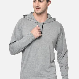 mack jonney VIMAL JONNEY Men Pack Of 2 Grey & Blue Solid Hood T-shirt image 2