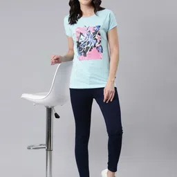 DIXCY SCOTT Slimz Women Typography Printed Extended Sleeves T-shirt image 2