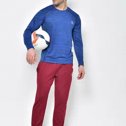 CHKOKKO Abstract Printed Round Neck Long Sleeves Raw Edge Sports T-shirt image 3