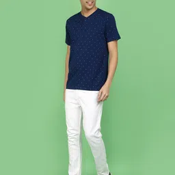 V-Mart Printed V-Neck Slim Fit Cotton T-shirt image 2