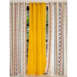 Urban Space Cotton Curtains for Window - Ikat Orange & Aura Yellow (Pack of 3)-image-27