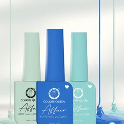 Colors Queen Affair 3-Pcs Long Lasting Matte Nail Lacquer- 13ml Each -Teal-Blue-Aquamarine-picture-13