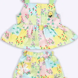 Babys Day Girls Shoulder Straps Printed Top with Shorts-picture-27