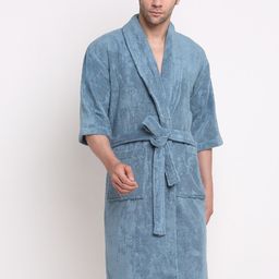 MYTRIDENT Green Solid Bath Robe With Belt-picture-8