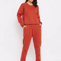 Nun Women Rust Fleece Sweatshirt with Jogger-picture-14