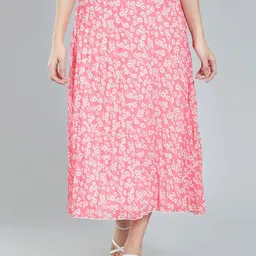 NUEVOSDAMAS Floral Printed Georgette Midi Flared Skirt-picture-38