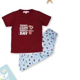 Bedtime story Unisex Kids Printed Cotton T-shirt With Pyjamas Night Suit-picture-28