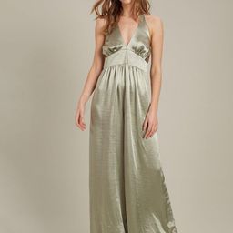 DOROTHY PERKINS Green Solid Satin Halter Neck Basic Jumpsuit-picture-38