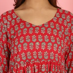 TAG 7 Ethnic Motifs Printed Notch Neck Pure Cotton Tunic With Trousers image 5