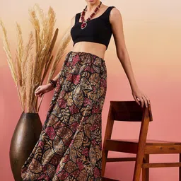 InWeave Floral Printed Flared Maxi Ethnic Skirt image 4