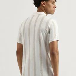 United Colors of Benetton Men Striped Polo Collar Pure Cotton T-shirt image 4