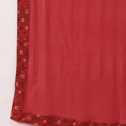 Gerua By Libas Women Red Yellow Ethnic Motifs Printed Pure Cotton Kurta with Trousers Dupatta image 5