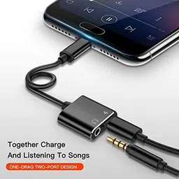 salecart Type-C to 3.5 mm Aux Audio & USB Charging Jeck for vivo V50 2in1 Adapter Music Earphone Splitter & Type C USB Charging Cable Converter Headphone Hands-Free (Black, VT.G) image 2
