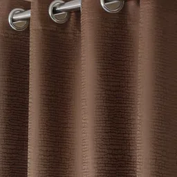 HOSTA HOMES Brown Abstract Black Out Eyelet Window Curtain image 4