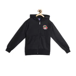 SWEET ANGEL Boys Black Hooded Sweatshirt-image-91