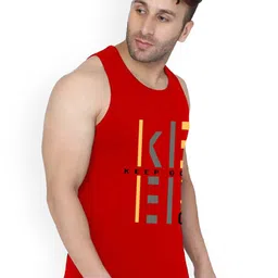 SLOWLORIS Pack Of 2 Printed Gym Vests SL26 (RED KEEP) (MUSTARD ADV) image 2