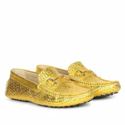 Saint G Womens Mustard Woven Leather Loafers-image-52