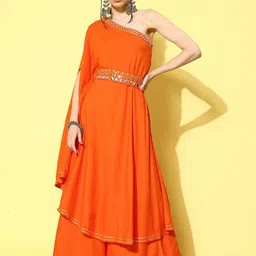 InWeave One Shoulder Kurta With Palazzo-picture-13