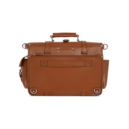 Louis Stitch Tan Italian Leather Laptop Bag Executive Briefcase with Shoulder Strap (L) image 4