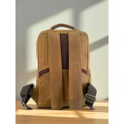 Ya Qalbi Light Brown Genuine Leather Backpack image 4