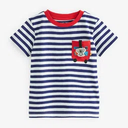 NEXT Boys Striped Pure Cotton Pocket Detail T-shirt-picture-34