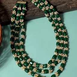 KARATCART Men Gold-Toned & Green Gold-Plated Layered Necklace-picture-15