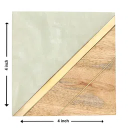 Ireka Homes 4-Pcs Brown & Green Textured Wooden Square Coasters image 2