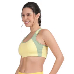 envie 1051 Racer Back Non-Wired, Padded Full Coverage Sports Bra for Womens -Medium to High Impact Gym/Workout Slip-on Bra -200 GSM Cotton|Spandex - All Day Comfort Bra image 2